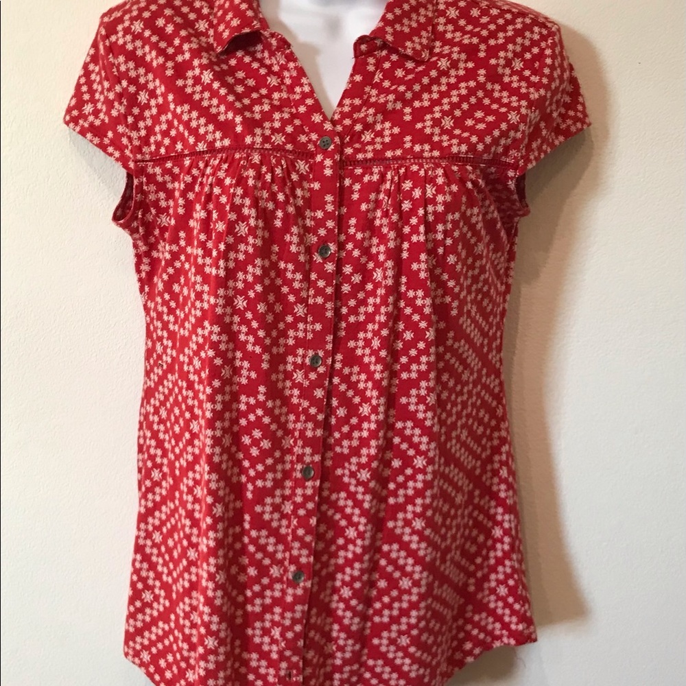 Ruff Hewn Short Sleeved Button Down Blouse Size Small
